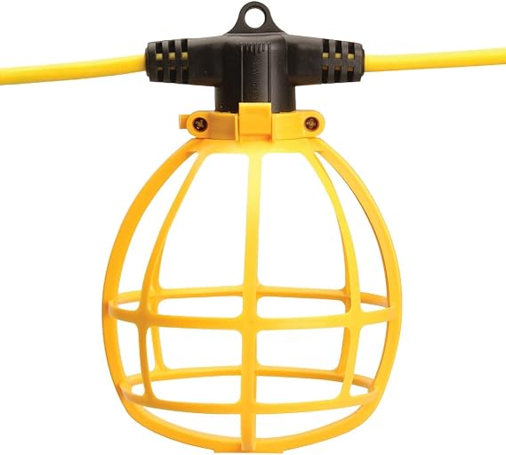 Southwire 7145SW Temporary String Light; 14/2 SJTW; 15-Amp Standard; Plastic Guard; Without Plug & Connector; 100-Foot;yellow