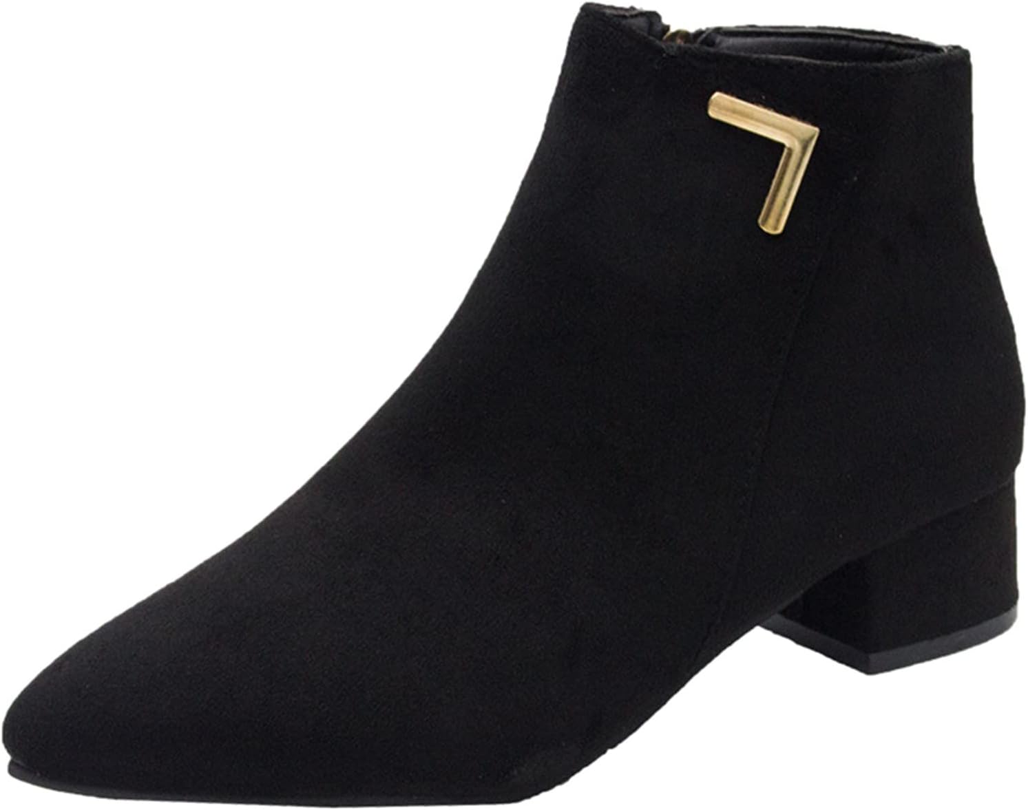 Ankle Boots for Women Fashion High Heels Short Breathable Chunky Retro Side Zipper Thermal Shoes Womens Booties