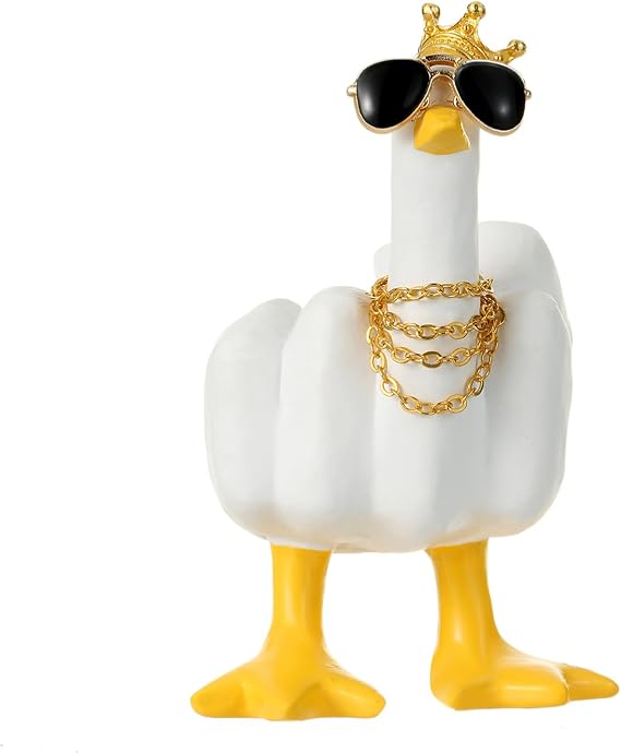 Middle Finger Duck Mini Size,Funny Gifts Car Ornament Home Office Decoration Resin Garden Statue Sculpture Duck You Figurine for Him Her Men Women Friends Boyfriend Birthday New Year Christmas