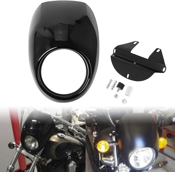 Front Headlight Fairing Cowl Mask Compatible for Harley Davidson Sportster 883 Iron 1200 Dyna XL/FX with 39mm Narrow Glide Fork 1973-2024 (Glossy Black)