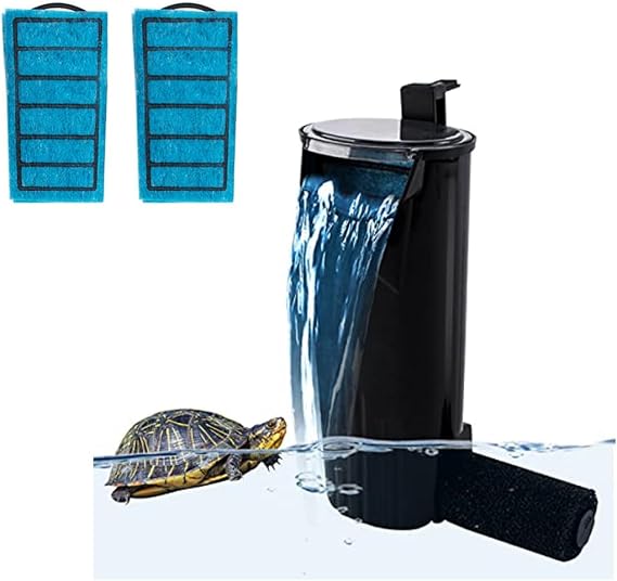 Aquarium Internal Filter Waterfall Flow Water Clean Pump with 2 Filter Spong Effective Filtration Waterfall Filter Low Level Waterfall Filter for Small Fish Tank Turtle Tank Shrimp Amphibian Frog Crab
