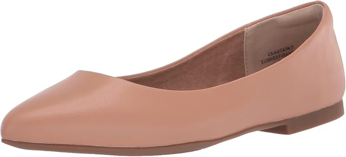 Amazon Essentials Women's Cushioned Pointed-Toe Ballet Flat, Slip-on Non-Slip Work Shoes Regular and Wide Widths