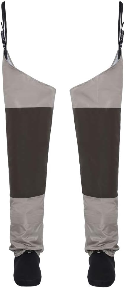 Kylebooker Breathable Stockingfoot Hip Waders | Waterproof Lightweight Thigh Leg Waders with 4mm Neoprene Socks for Shallow Wading Stream