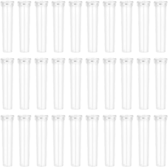 Flower Test Tubes, Reusable Plastic Vials for Flower Arrangements 2.8 Inch Floral Water Tubes Plastic Floral Vials with Caps (Clear, 30 Pack)