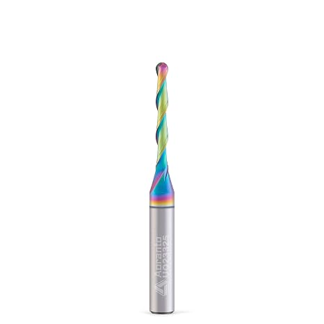 UQ23325 1/8" Ball Nose CNC Router Bit 1/4" Shank, Industrial Quality Extra Long Life Coating Soild Carbide Up Cut Round Nose Spiral End Mill for Wood Carving 1/8 Dia x 1 Inch CL 2 Flute