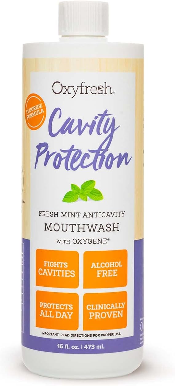Oxyfresh Cavity Protection Fluoride Mouthwash Anticavity Mouthwash for Sensitive Teeth, Non - Staining, Alcohol Free, Lasting Fresh Breath - 16 fl Oz
