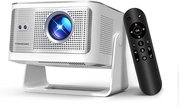 Magcubic Mini Projector 4K & 8K Support, 1080P Portable Projector for Bedroom with Android 14 WiFi 6 Bluetooth 5.4, Auto Focus, Auto Keystone Correction, 15W Speaker 180° Rotation Home Cinema HY350MAX
