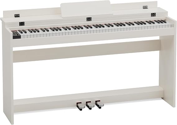 88 Key Full Size Digital Piano Keyboard,Weighted Hammer Action Electric Piano with Professional Three-Pedal & Multi-Functional Dust Cover,Warm White