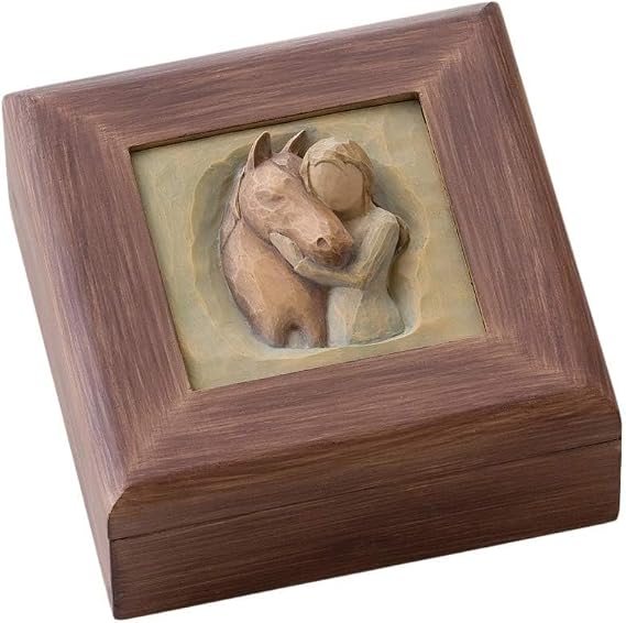 Willow Tree Quiet Strength Memory Box, Hand-Painted Bas-Relief Wood Box