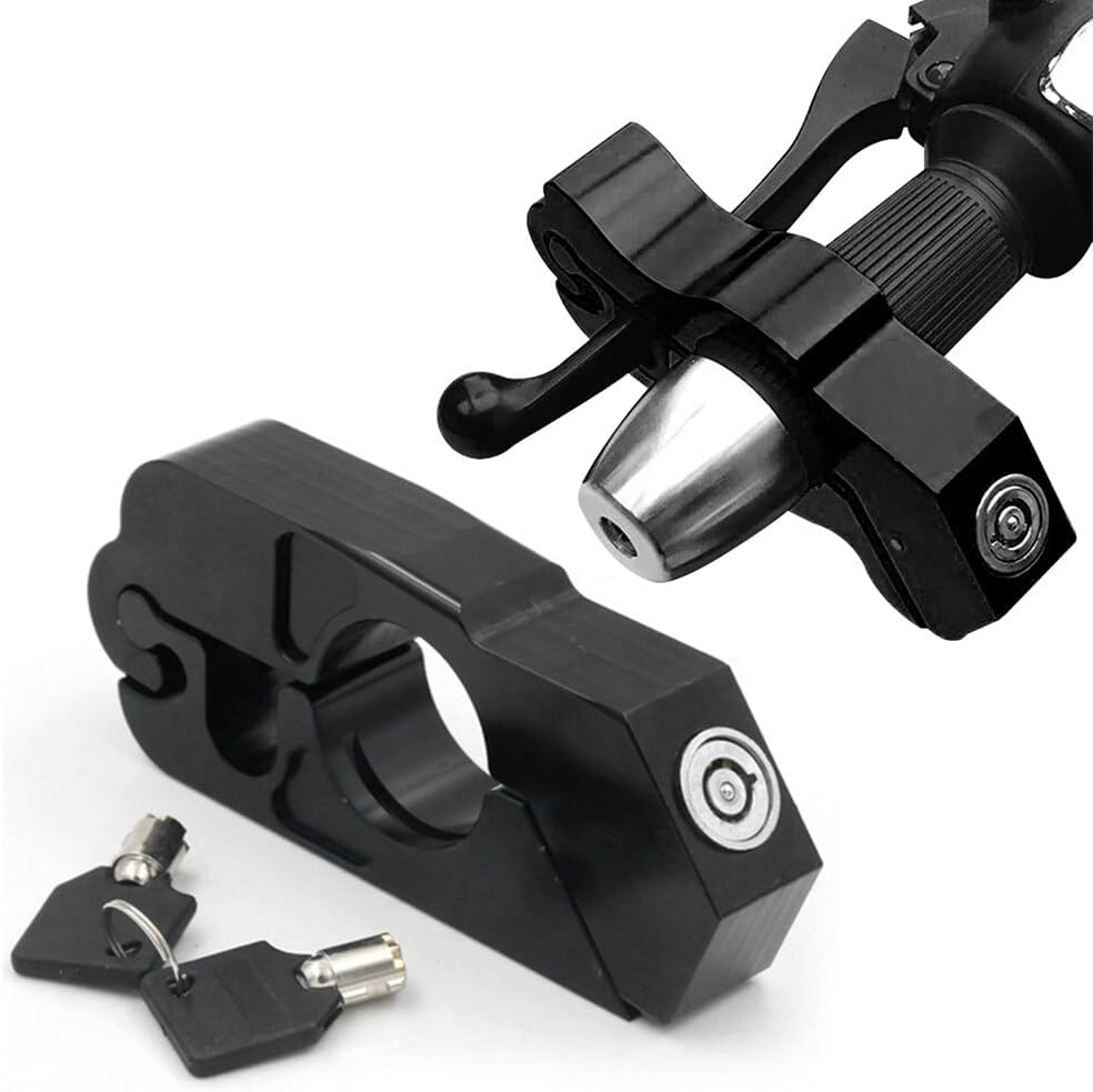 Motorbike Lock, Anti Theft Grip Motorcycle Lock, Motorcycle Handlebar Lock, Front Brake and Clutch Motorbike Security Lock with Two Spacers, Motorcycle Throttle Lock for Moped Scooter Bike