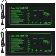 LOCONHA Seedling Heat Mat for Seed Starting,10" x 20.75" Waterproof Heating Pad for Indoor Plants Germination (Black 2 Pack)