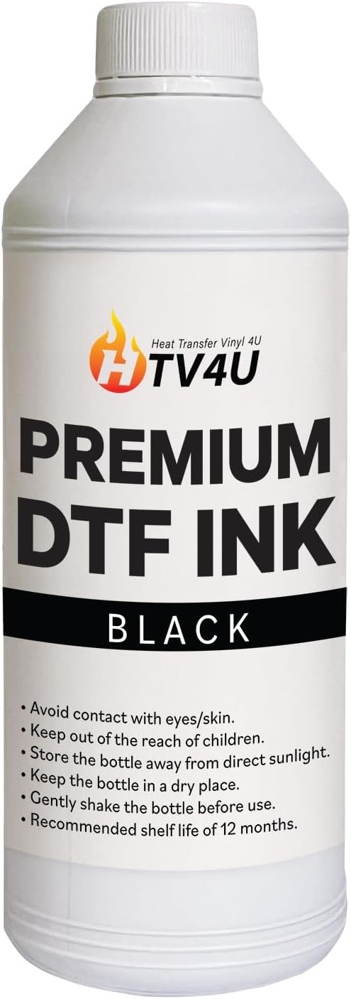 Premium DTF Direct to Film Transfer Ink 1 Liter (Black), Direct Print on Fabric, T-Shirts, DIY Sweatshirts and Garments