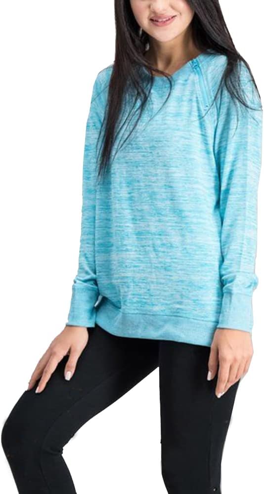 Gerry Journey Womens Assymmetrical Zip Neck Long Sleeve Shirt Vivid Turq, Small