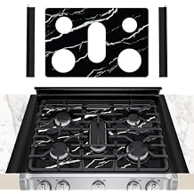 LG Gas Stove Burner Cover 5 Burners with 2 pcs Stove Gap Liners - Marble Outlook - Silicone Soft Flat Easy Wash And No Curl
