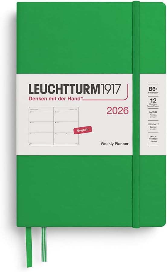 LEUCHTTURM1917 - Weekly Planner 2026, Hardcover, Paperback (B6+), Spring Leaf (Jan 1 - Dec 31, 2026)