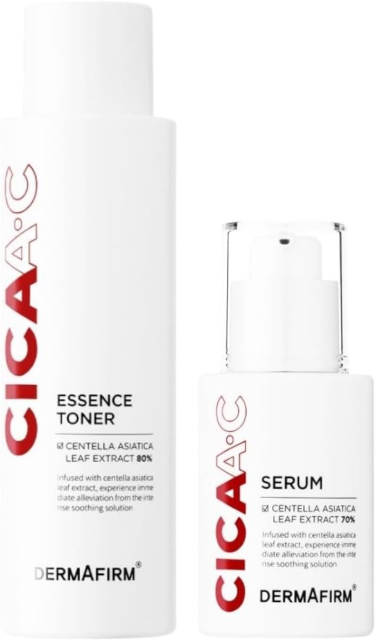 Dermafirm CICA AC Essence Toner & CICA AC Serum Set Korean Skincare for Skin Clarity, Hydration, and Pore Refining