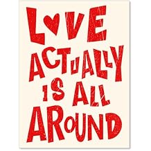 70s Retro Love Wall Art Love Actually Is All Around Poster Romance Valentines Day Wall Decor Red Funky Art Prints for Living Room Girly Bedroom 12X16 inch Unframed