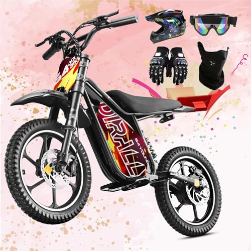 eAhora Electric Dirt Bike for Kids 8-14 S4 Young, 800W 36V 18.6Mph Electric Motorcycle for Kids, 28Miles Long Range Dirt Bike for Teens, 3-Speed Modes 16 Knobby Tires for Boys Girls Motorcycle