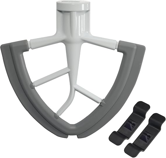 Flex Edge Beater for KitchenAid 4.5-5 Quart Tilt-Head Stand Mixers, Non-Stick Coated Blade Beater with Both-Sides Flexible Silicone Edges Bowl Scraper, Mixer Accessories Paddle Attachment