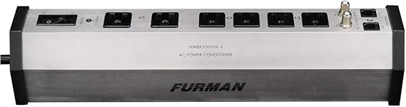 Furman PST-6 15-Amp Aluminum Chassis 6-Outlet Cable and Telco Protection Standard Level Power Conditioning, Silver