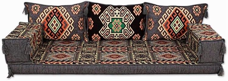mysticalanatolia Arabic Majlis Sofa 75x27x4 inch for Living Room, Arabian Mattress Couches, Oriental Moroccan Diwan, Sectional Furniture, Bench Cushions, Loveseat, Floor Seating, Futon Sets