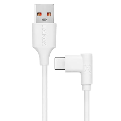 USB to Type-C ile Uyumlu iPhone ve Samsung ile Uyumlu Hızlı Şarj ve Data Kablosu 40 cm L Tipi Gaming (Beyaz)