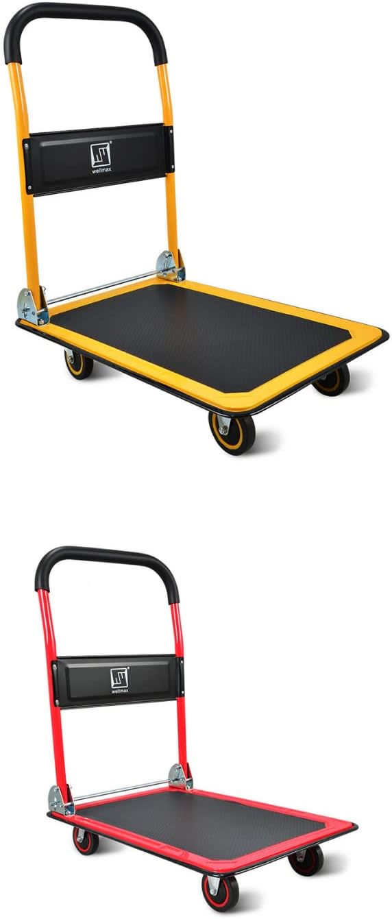 Wellmax 330lb Platform Cart Yellow and Red
