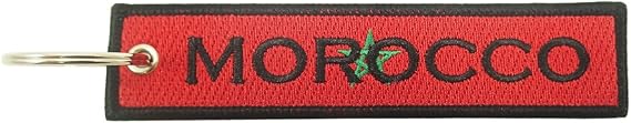 Morocco Flag Key Chain, 100% Embroidered