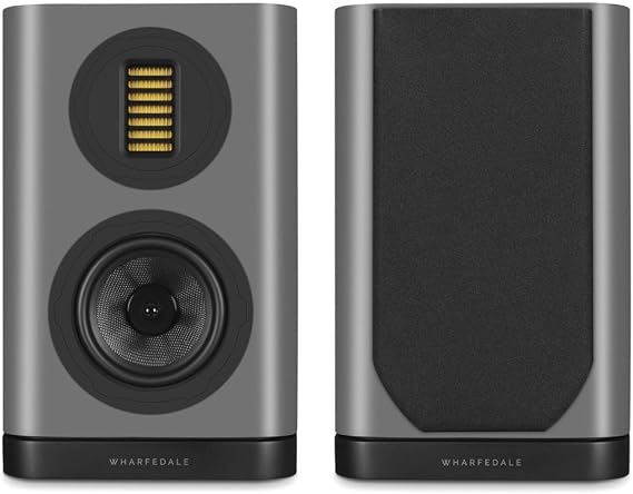 Wharfedale EVO 5.1 Bookshelf Speakers (Pair) – 5″ Woven Kevlar Woofer, 35 × 70 mm AMT Tweeter, Bass‑Reflex, Walnut (Lunar Grey)