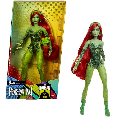 Barbie Signature Poison Ivy Collector Doll with Posable Body, Iconic Outfit, Accessories, DC Batman 85th Anniversary Collectible