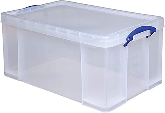 Really Useful Clear Transparent Plastic Storage Box, 64 Liters Features Attached Handles Make It Easy To Carry