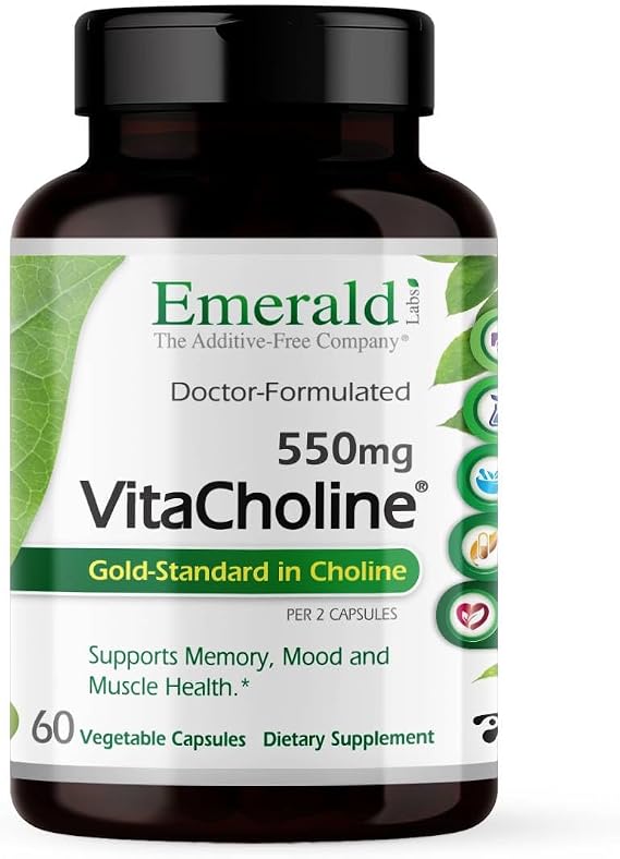 EMERALD LABS VitaCholine 550 mg, 60 Vegetable Capsules (30 Servings)