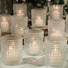 6 Pack Large Votive Candle Holders 2.7 * 3.5in, Clear DIY Wax Tea Light Candle Holder for Votives, Tealights & Pillar, Glass Candle Holders for Table Centerpiece Wedding