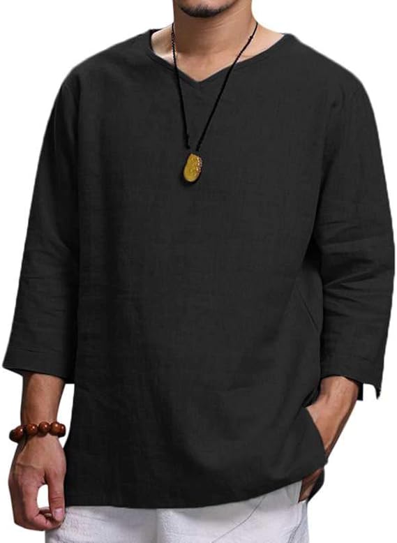 Men'S Pullover Cotton Shirts, Classic Solid Color Casual Loose Pullover T-Shirts Loose Shirts For Men,Casual Youth Shirts Comfortable Soft Business Office Easy Care Shirt,Blue,Xxl