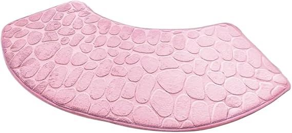 Quadrant Curved Shower Mat Practical Curved Bath Mat Thickened Shower Doormat Non-slip Absorbent Bathroom Floor(Pink)