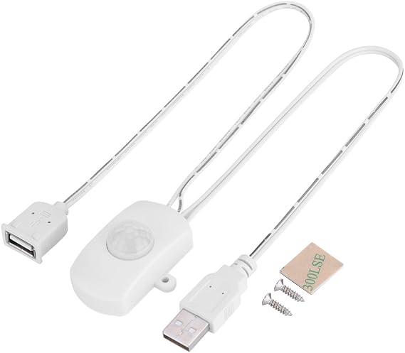 Zerone DC 5-24V Mini PIR Motion Occupancy for DIY LED Lighting, PIR Infrared Motion Sensor Detector Automatic LED Strip USB Interface (White)
