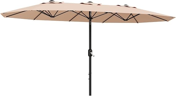 13FT Patio Umbrella, Outdoor Double-Sided Rectangle Market Umbrella with Crank Handle for Pool, Lawn, Garden, Backyard, Beige