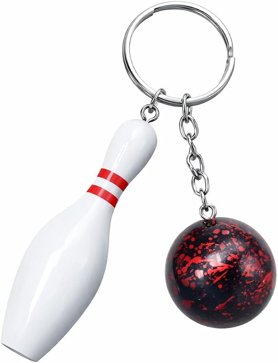 Bowling Keyring – Sports Keychain Bag Charms for Women with Mini Pin and Ball, Bowling Ball Key Rings Gifts for Bowls Lovers, Girls, Teenages, Friends, Family