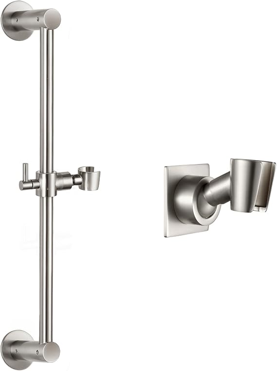Shower Head Holder All Metal Handheld Shower Wand Bracket Adhesive Shower Wall Mount Holder- Brushed Nickel