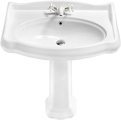 CeraStyle 030300-PED-One Hole 1837 Classic Style Ceramic Pedestal Sink, White