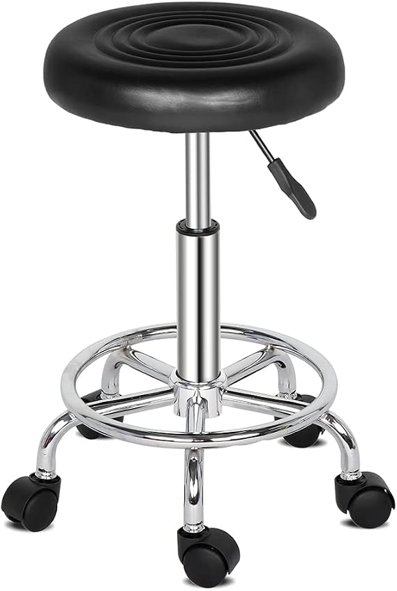 Rolling Stool with Wheels, Non-Adjustable Kitchen Bar Stool Musician Chair, Bench Swivel Office Chair, Keyboard Guitar Drum Musical Instrument Seat, Portable Travel Chairs for Adults Kids