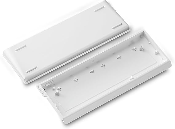 H60 Aluminum Keyboard Case, 60% Customized Mechanical Gaming Keyboard Housing for Woot60HE/MADLIONS MAD 60 HE 61Keys Compact Barebone Keyboard DIY White