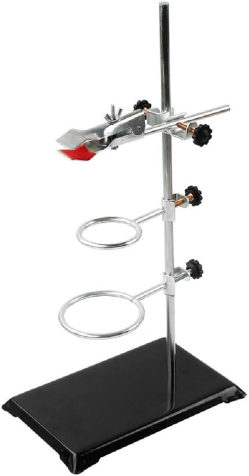 LabZhang Chemistry Laboratory Stand Set | Chemistry Laboratory Stand Set, Support Stand (8.3"x5.5"), 2 Retort Rings (Dia. 2.2"/2.6"), Rod (Length 19.7"), Flask Clamp
