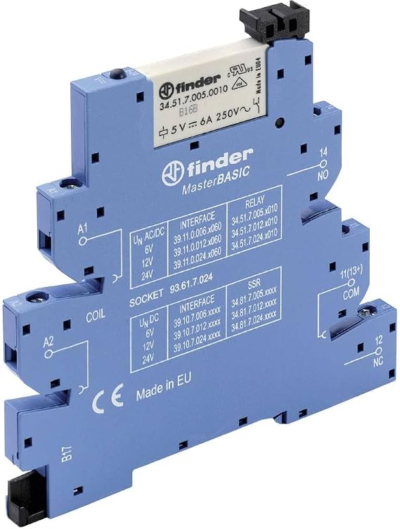Finder 391100240060 Modular Interface with Electromagnetic Relay Masterbasic Bornes with Agni Cage