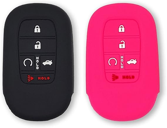 Autobase Silicone Key Fob Cover for 2022 2023 2024 2025 2026 Honda Civic Accord HR-V CR-V Pilot Sport SI EX EX-L Touring | 2026 Car Accessory | Key Protection Case - 2 Pcs (Pink)