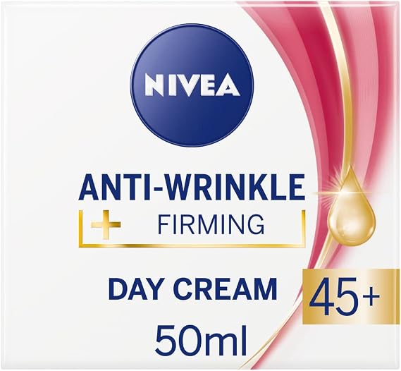 NIVEA Kırışıklık Karşıtı + Sıkılaştırıcı Krem Yaş 45+ (50 ml), Yaşa Özel Yüz Bakım Kremi, Kayısı Çekirdeği ve Shea Yağı ile Yoğun Cilt Bakım, UV Filtresi ile Güneş Koruması