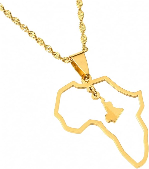 Africa Map Necklace Cameroon Map Pendant Necklaces Gold Color Jewelry Map Cameroun Cameroonians Gift