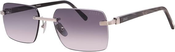 ZI65108 C04 Sunglasses Men's Silver/Grey Gradient Rectangle Shape 59mm