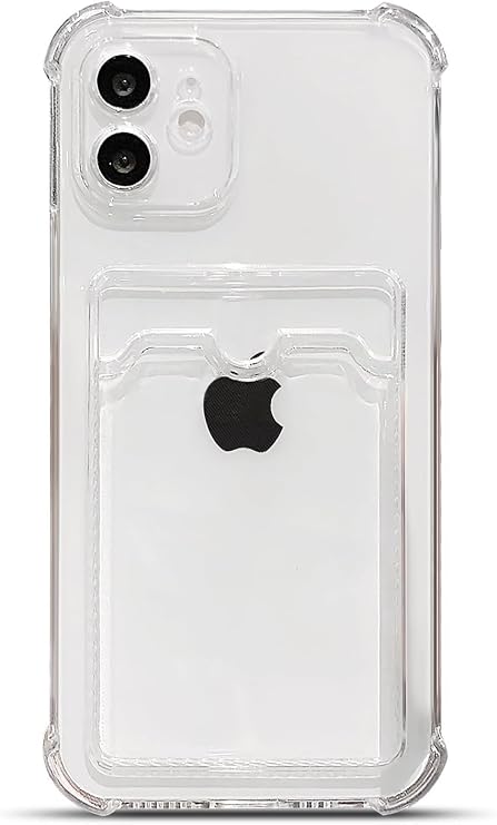 Ehr. iPhone 12 Mini Uyumlu Kamera Korumalı Kartlıklı Köşeleri Airbag Tasarımlı Darbe Önleyici Şeffaf Silikon Kılıf (Şeffaf, iPhone 12 Mini)