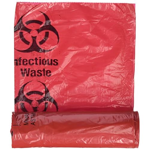 Medical Action Infectious Waste Bag, Red, 3 Gallon, 14.5 x 19, 20Roll